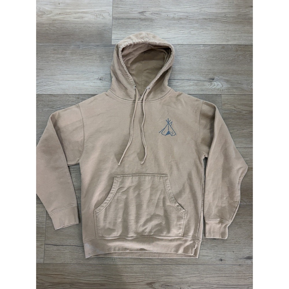 Pendleton Hoodie Mens M Tan Portland Oregon Teepee Logo Graphic Pullover